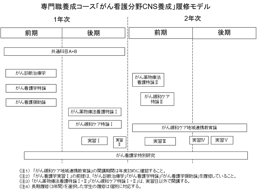 専門職養成コース「がん看護分野CNS養成」履修モデル